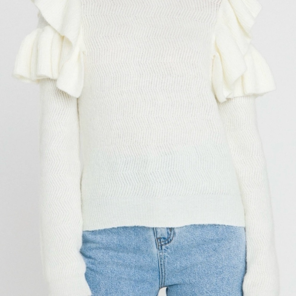 Free the Roses White Ruffle Sleeve Sweater - Picture 2 of 4